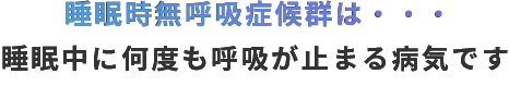 睡眠時無呼吸症候群は・・・睡眠中に何度も呼吸が止まる病気でウs